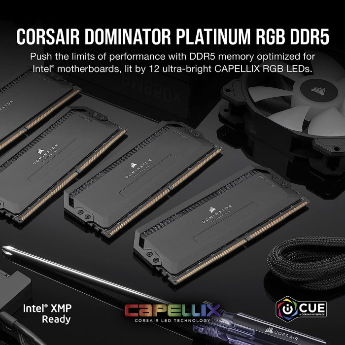 Corsair 64 GB (2x32GB) DDR5 5200 MHz Dominator Platinum RGB (CMT64GX5M2B5200C40)