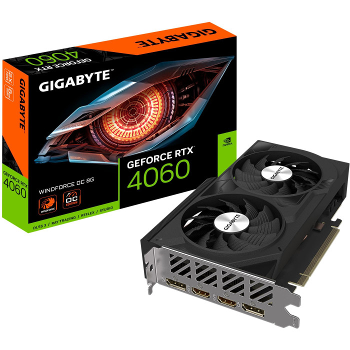 Відеокарта GIGABYTE GeForce RTX 4060 WINDFORCE OC 8G (GV-N4060WF2OC-8GD)