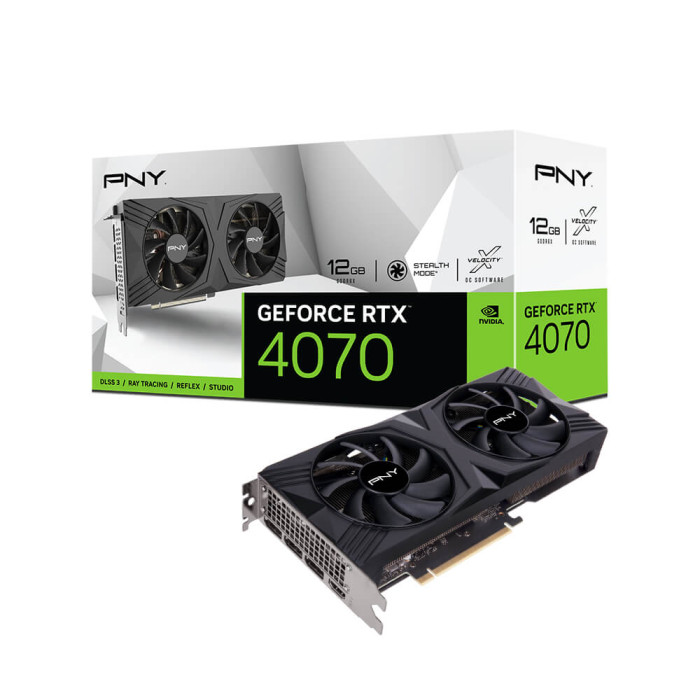 Відеокарта PNY GeForce RTX 4070 VERTO Dual Fan 12GB GDDR6 (VCG407012DFXPB1)