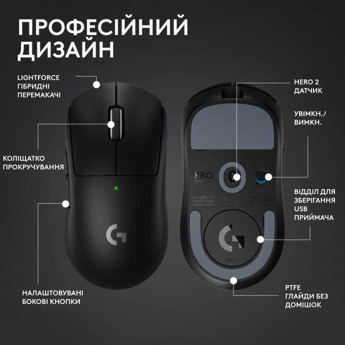 Миша Logitech G Pro X Superlight 2 Lightspeed Wireless Black (910-006630)
