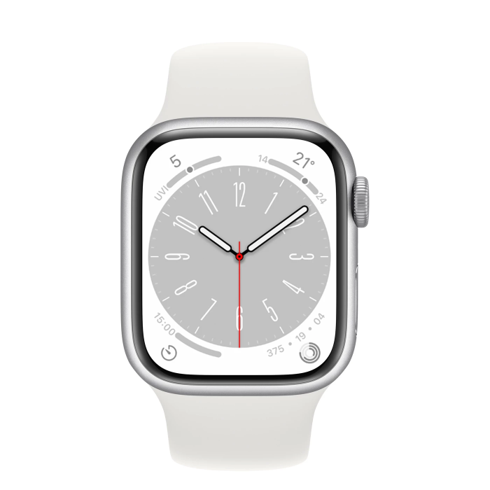 Смарт-годинник Apple Watch Series 8 GPS + Cellular 45mm Silver Aluminum Case with White S. Band (MP4J3)