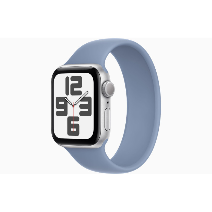 Apple Watch SE 2 GPS 40mm Silver Aluminum Case with Winter Blue Solo Loop - Size 9 (MRTT3 + MTAU3)