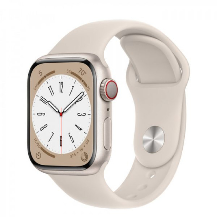 Смарт-годинник Apple Watch Series 8 GPS + Cellular 41mm Starlight Aluminum Case with Starlight S. Band S/M (MNUX3)