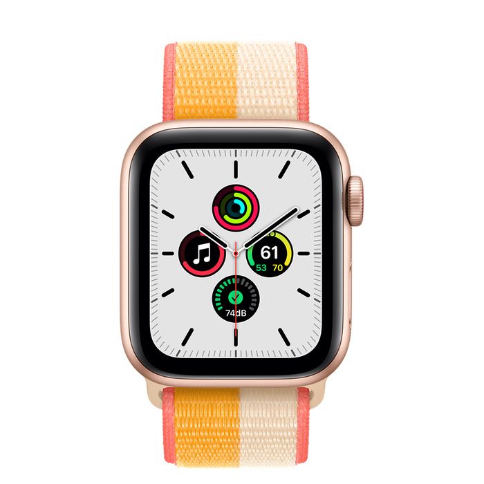 Apple Watch SE GPS + Cellular 40mm Gold Aluminum Case w. Maize/White S. Loop (MKQP3)