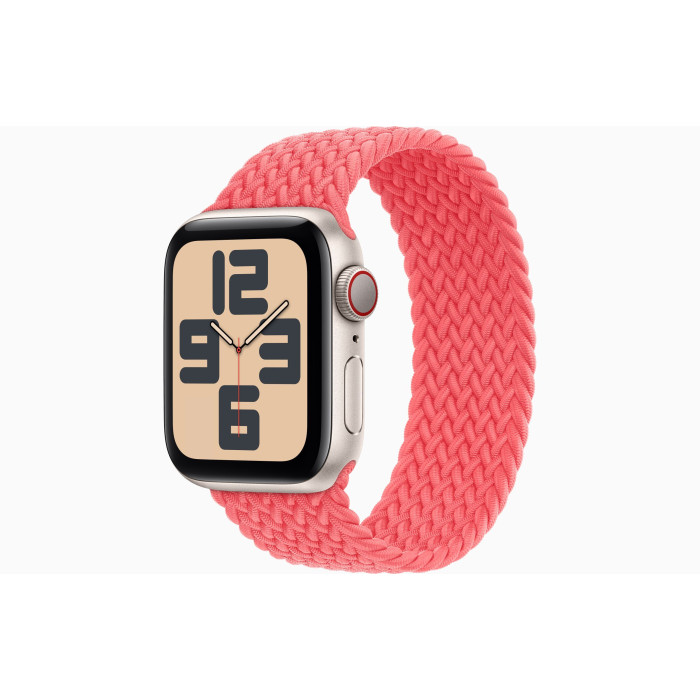 Apple Watch SE2 GPS + Cellular 40mm Starlight Aluminum Case with Guava Braided Solo Loop - Size 3 (MRWF3 + MT753)