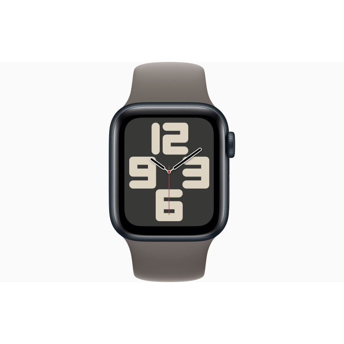 Apple Watch SE 2 GPS 40mm Midnight Aluminum Case with Clay Sport Band - SM (MRTR3 + MT373)
