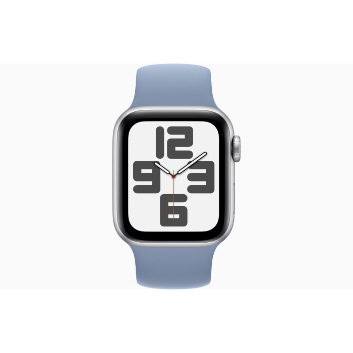 Apple Watch SE 2 GPS 40mm Silver Aluminum Case with Winter Blue Solo Loop - Size 9 (MRTT3 + MTAU3)
