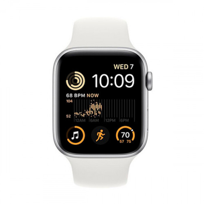 Смарт-годинник Apple Watch SE 2 GPS 44mm Silver Aluminum Case with White Sport Band - M/L (MNTJ3)