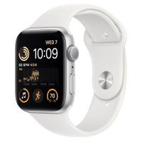 Смарт-годинник Apple Watch SE 2 GPS 44mm Silver Aluminum Case with White Sport Band - S/M (MNTH3)