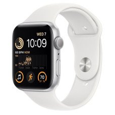 Смарт-годинник Apple Watch SE 2 GPS 44mm Silver Aluminum Case with White Sport Band - S/M (MNTH3)