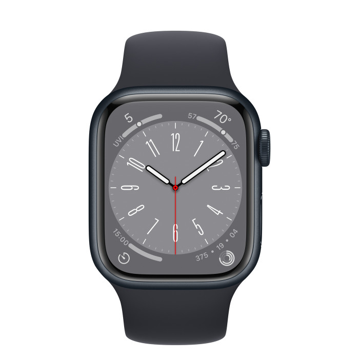 Apple Watch Series 8 GPS 45mm Midnight Aluminum Case w. Midnight Sport Band - S/M (MNUJ3)