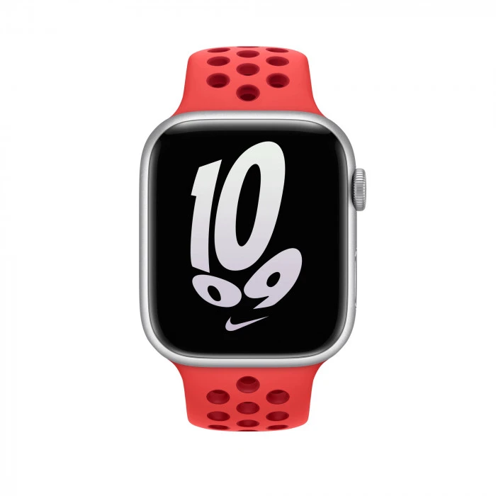 APPLE WATCH SE2 GPS 40MM SILVER ALUMINUM CASE WITH Bright Crimson/Gym Red Nike Sport Band M/L (MNJV3 + MPGY3)