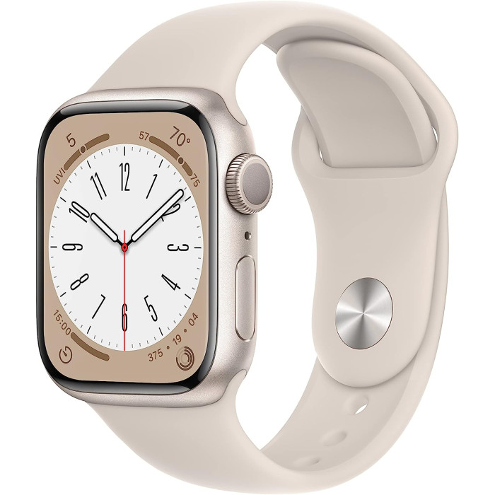 Apple Watch Series 8 GPS + Cellular 41mm Starlight Aluminum Case w. Starlight Sport Band M/L (MNV03)