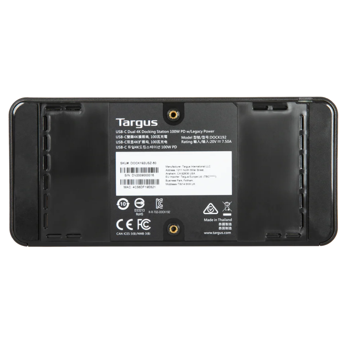 Док-станция Targus USB-C Universal DV4K Docking Station with 100W Power Delivery (DOCK182)