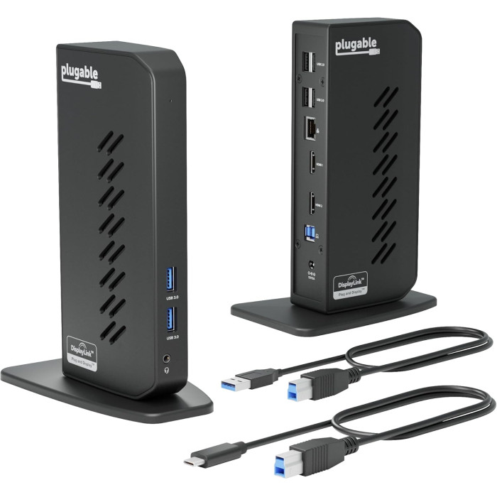 Док-станція Plugable Dual 1080p HDMI USB-C &amp;amp; USB 3.0, 10 Ports для Windows / ChromeOS / macOS (UD-3900Z)