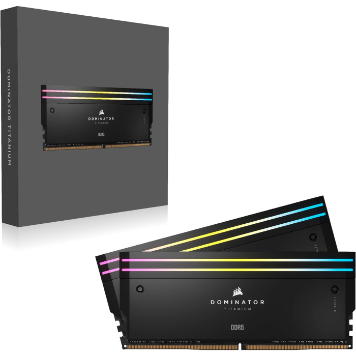 Пам'ять для настільних комп'ютерів CORSAIR Dominator Titanium RGB DDR5 RAM 96GB (2x48GB) DDR5 6600MHz (CMP96GX5M2B6600C32)