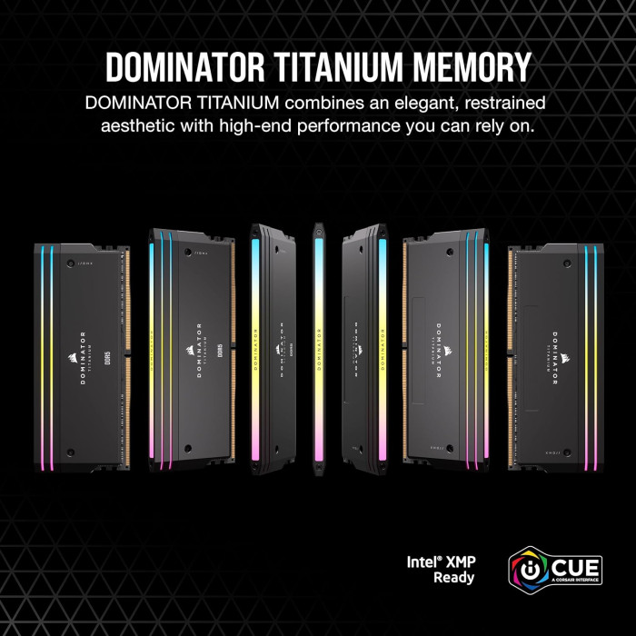 Пам'ять для настільних комп'ютерів CORSAIR Dominator Titanium RGB DDR5 RAM 96GB (2x48GB) DDR5 6600MHz (CMP96GX5M2B6600C32)
