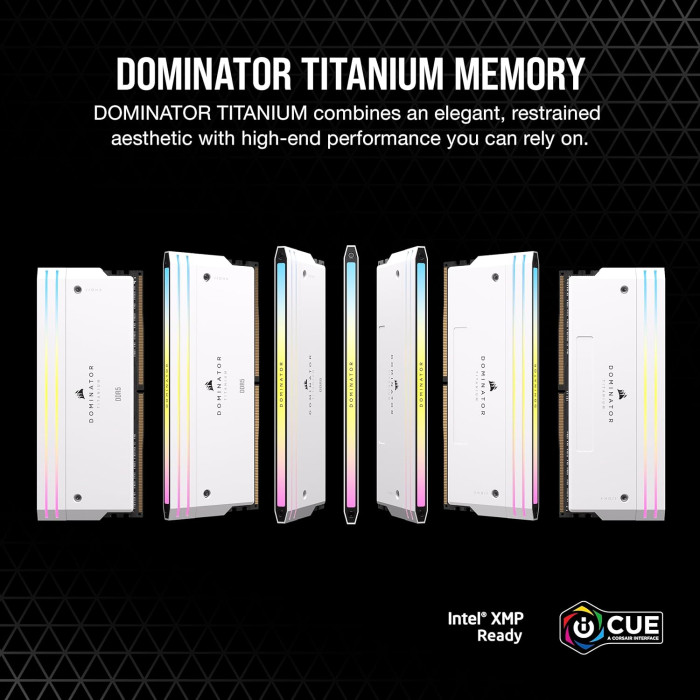 Пам'ять для настільних комп'ютерів CORSAIR Dominator Titanium RGB DDR5 RAM 64GB (2x32GB) DDR5 6000MHz CL30 (CMP64GX5M2B6000C30W)