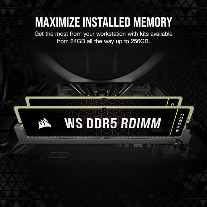 Пам'ять для настільних комп'ютерів Corsair WS DDR5 ECC RDIMM 128GB (4 x 32GB) DDR5 DRAM 5600MTs CL40 Memory Kit (CMA128GX5M4B5600C40)