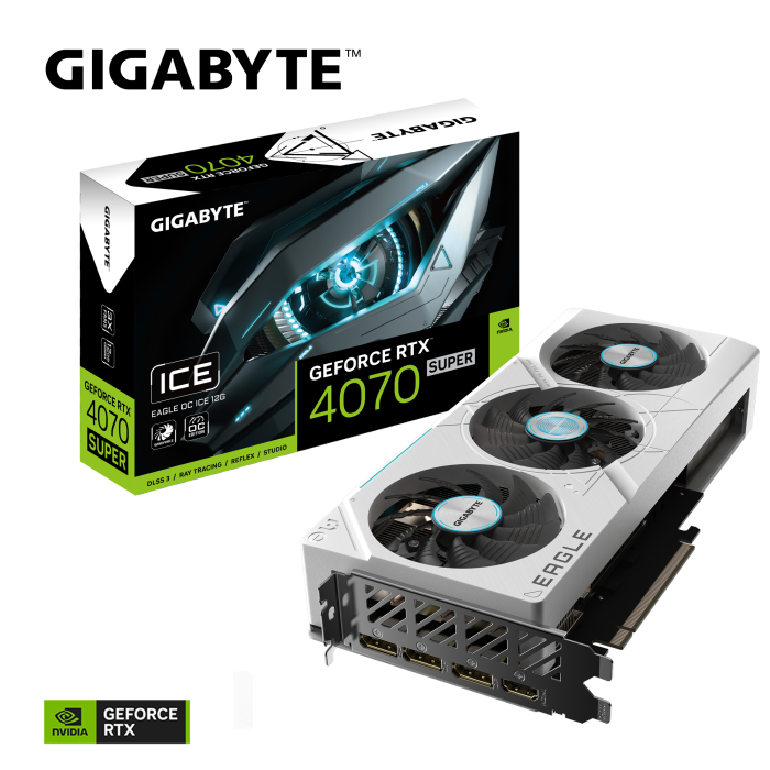 Відеокарта GIGABYTE GeForce RTX 4070 SUPER EAGLE OC ICE 12G (GV-N407SEAGLEOC ICE-12GD)