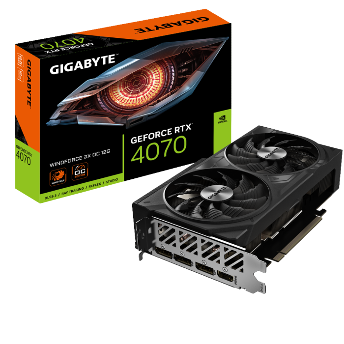 Відеокарта GIGABYTE GeForce RTX 4070 WINDFORCE 2X OC 12G (GV-N4070WF2OC-12GD)