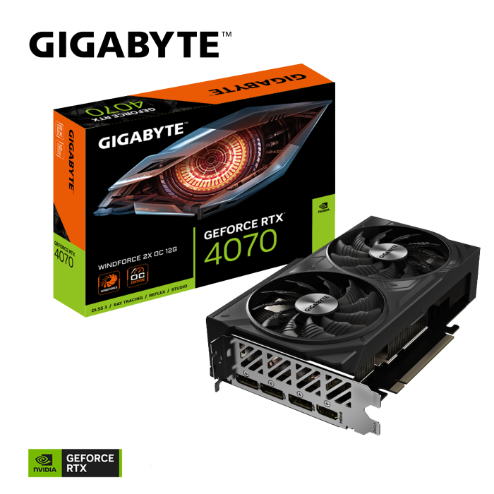 Відеокарта GIGABYTE GeForce RTX 4070 WINDFORCE 2X OC 12G (GV-N4070WF2OC-12GD)