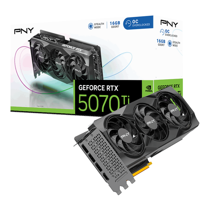 Відеокарта PNY GeForce RTX 5070 Ti 16GB Overclocked Triple Fan (VCG5070T16TFXPB1-O)
