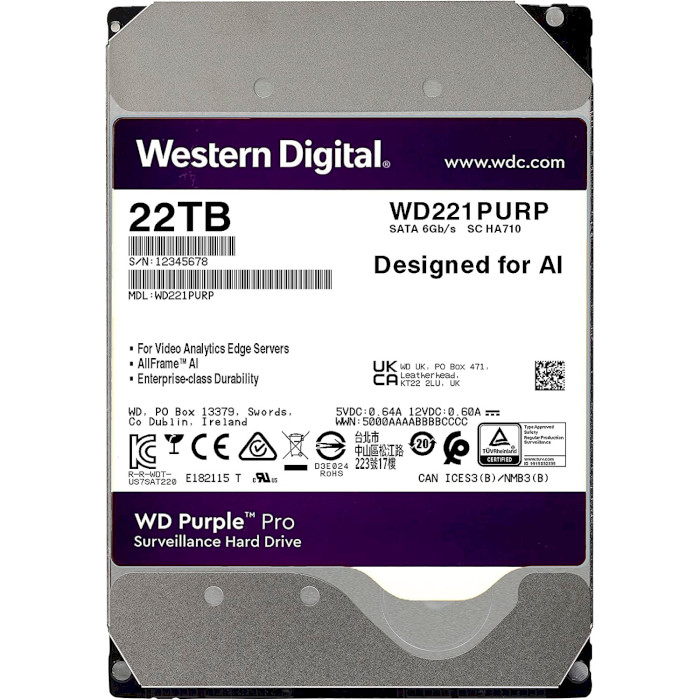 Жорсткий диск WD Purple Pro 22 TB (WD221PURP)