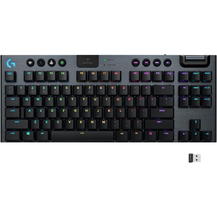 Logitech G915 TKL Tenkeyless LIGHTSPEED Wireless RGB Mechanical Gaming Keyboard (Carbon English Tactile : 920-009495)
