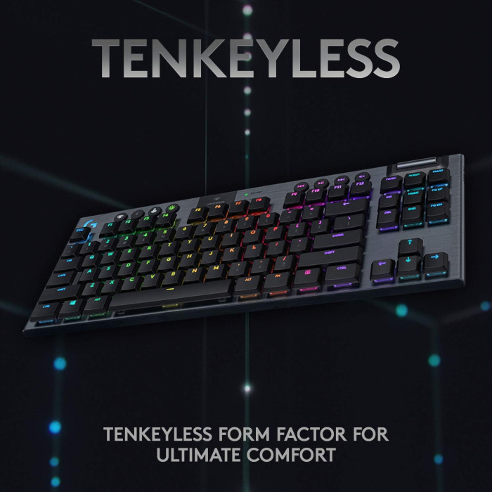 Logitech G915 TKL Tenkeyless LIGHTSPEED Wireless RGB Mechanical Gaming Keyboard (Carbon English Tactile : 920-009495)
