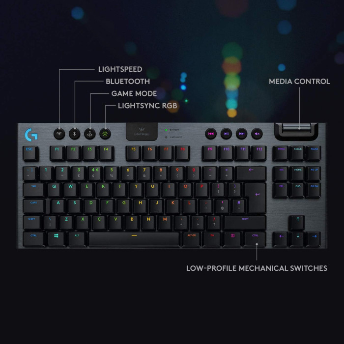 Logitech G915 TKL Tenkeyless LIGHTSPEED Wireless RGB Mechanical Gaming Keyboard (Carbon English Tactile : 920-009495)