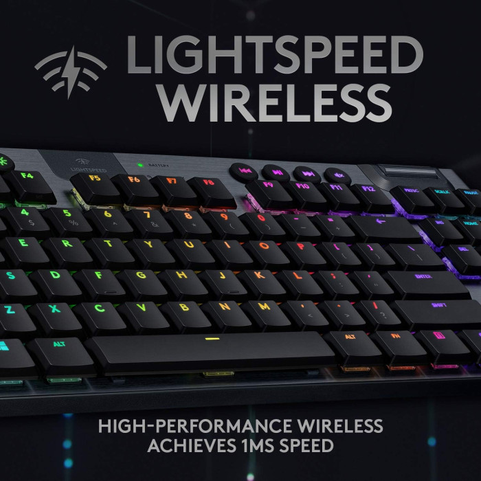 Logitech G915 TKL Tenkeyless LIGHTSPEED Wireless RGB Mechanical Gaming Keyboard (Carbon English Tactile : 920-009495)