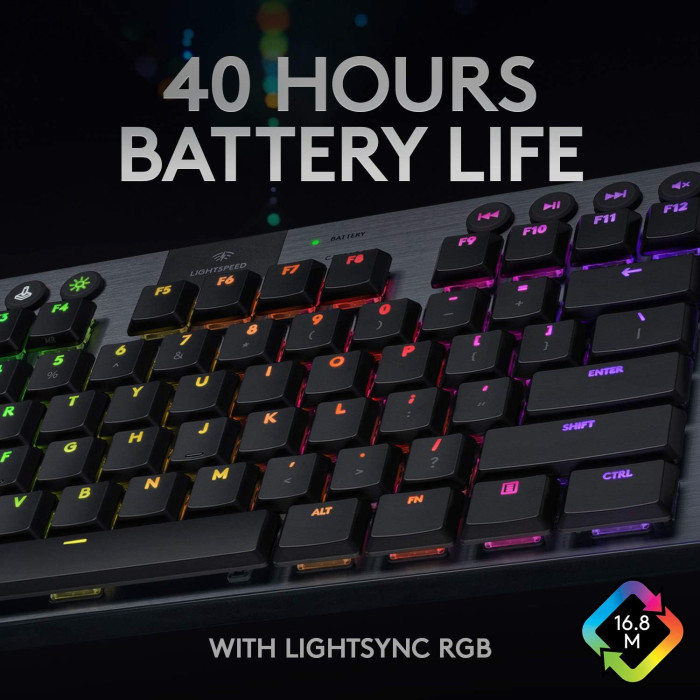 Logitech G915 TKL Tenkeyless LIGHTSPEED Wireless RGB Mechanical Gaming Keyboard (Carbon English Tactile : 920-009495)
