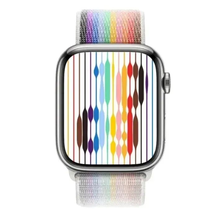 Apple Watch Series 8 GPS + Cellular 45mm Silver Aluminum case with Pride Edition Sport Loop (MP513 + MN6L3)