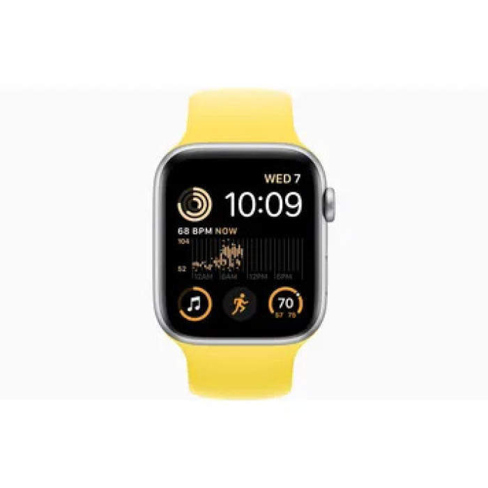 Apple Watch SE 2 GPS 44mm Silver Aluminum Case with Canary Yellow Solo Loop  (MNLD3 + MQW33)