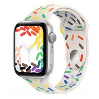 Apple Watch SE 2 GPS 44mm Silver Aluminum Case with Pride Edition Sport Band - M/L (MNLD3 + MRTP3)