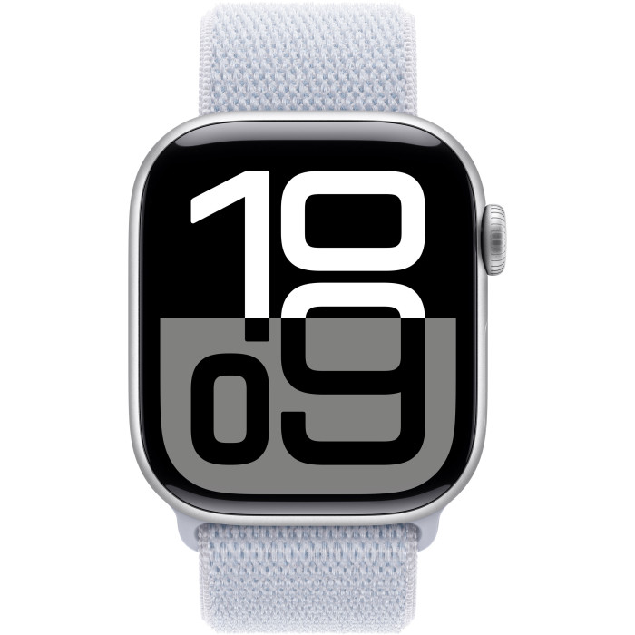 Apple Watch Series 10 GPS 42mm Silver Aluminum Case w. Blue Cloud Sport Loop (MWWD3)