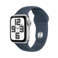 Apple Watch SE 2 GPS 40mm Silver Aluminium Case with Storm Blue Sport Band M/L (MRE23)