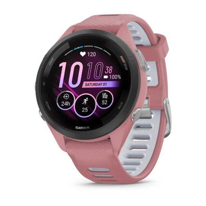 Смарт-годинник Garmin Forerunner 265S Black Bezel w. Light Pink Case and Light Pink/Whitestone S. Band (010-02810-05/15/55)