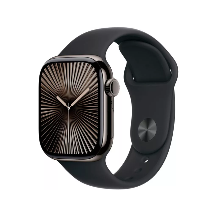 Apple Watch Series 10 GPS + Cellular 42mm Slate Titanium Case w. Black Sport Band - S/M (MWXG3)