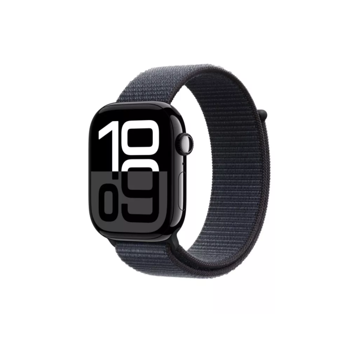 Apple Watch Series 10 GPS + Cellular 46mm Jet Black Aluminum Case w. Ink Sport Loop (MWY53)