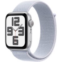 Apple Watch SE 2 GPS 44mm Silver Aluminium Case w. Blue Cloud Sport Loop (MXET3)