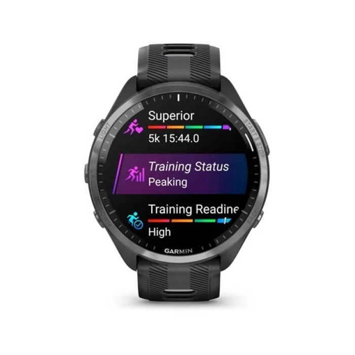 Спортивний годинник Garmin Forerunner 965 Carbon Gray Titanium Bezel w. Blk Case and Blk/Powder Gray S. Band (010-02809-00/10/8)