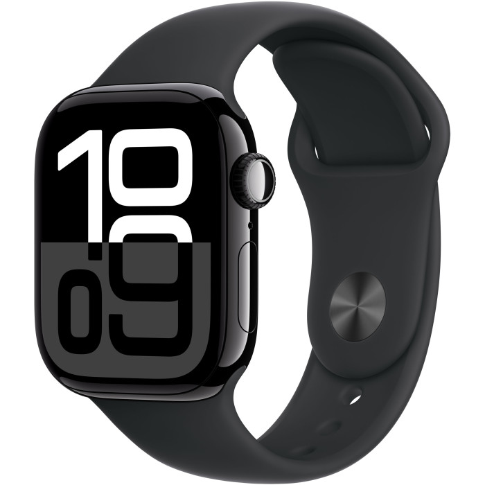 Apple Watch Series 10 GPS + Cellular 42mm Jet Black Alu. Case w. Black Sport Band - S/M (MWX63)