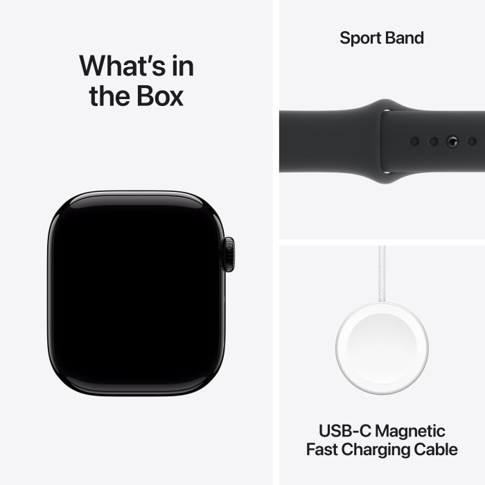 Apple Watch Series 10 GPS 42mm Jet Black Alu. Case w. Black Sport Band - M/L (MWWF3)