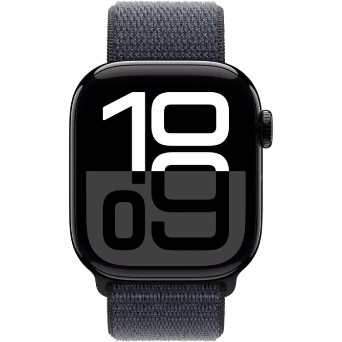 Apple Watch Series 10 GPS 42mm Jet Black Aluminum Case w. Ink Sport Loop (MWWG3)