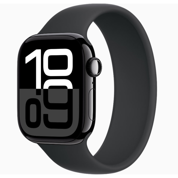 Apple Watch Series 10 GPS 42mm Jet Black Aluminum Case w. black solo loop size 6 (MWWX3 + MY7V3)