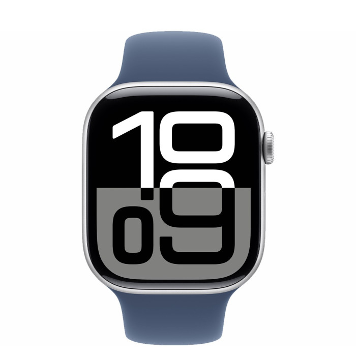 Apple Watch Series 10 GPS 46mm Silver Alu. Case w. Denim Sport Band - S/M (MWWL3)