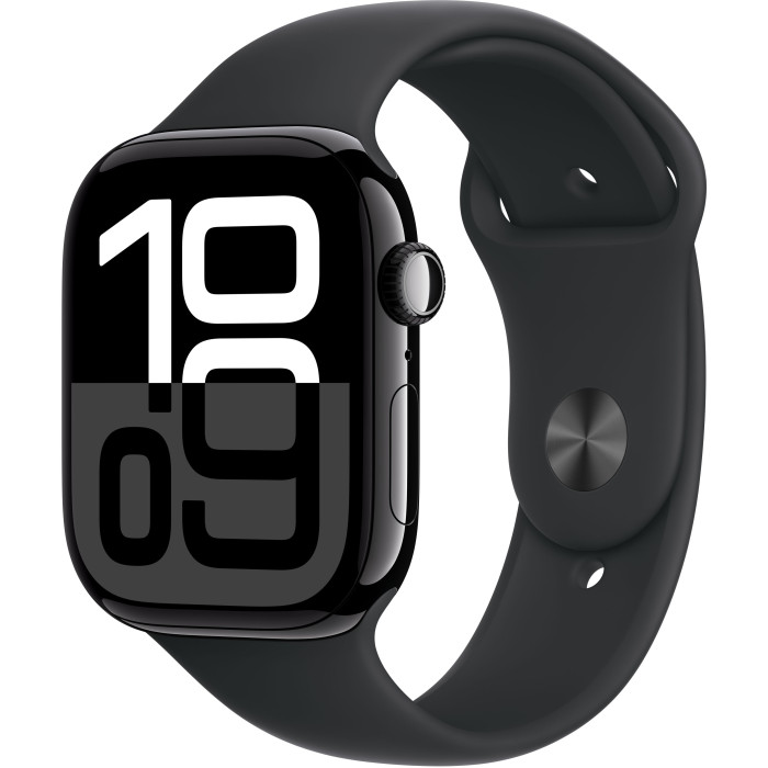 Apple Watch Series 10 GPS 46mm Jet Black Alu. Case w. Black Sport Band - S/M (MWWP3)