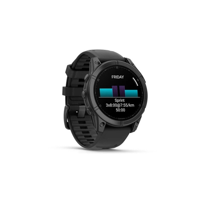 Спортивний годинник Garmin Fenix E (8 Series) 47mm AMOLED Slate Gray Steel with Black Silicone Band (010-03025-03/01)